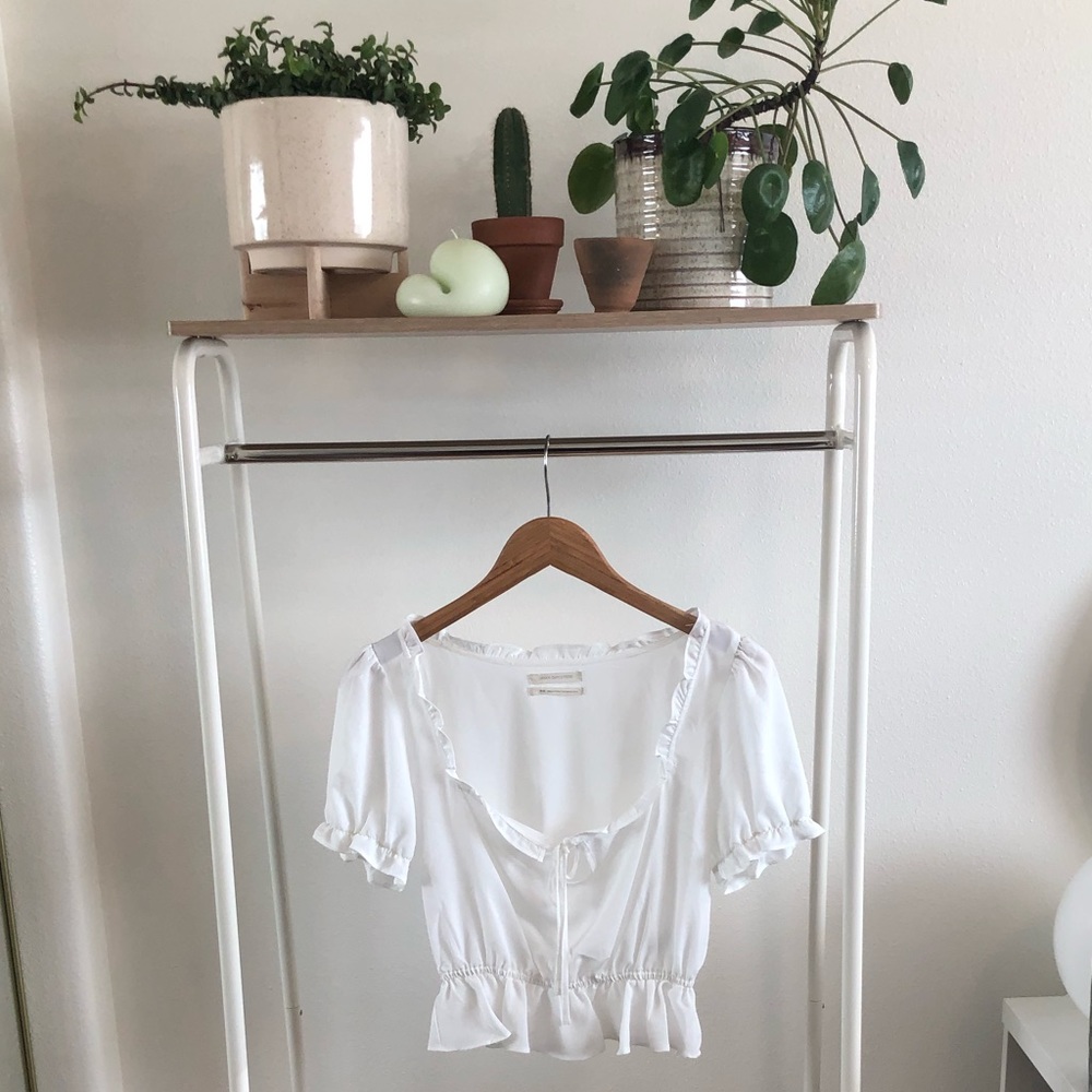 White peasant crop top